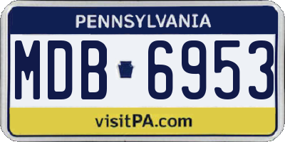 PA license plate MDB6953