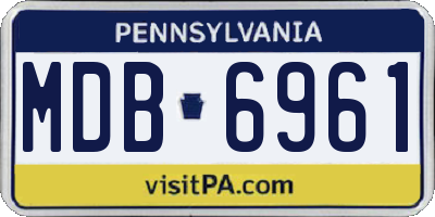 PA license plate MDB6961