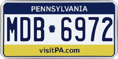 PA license plate MDB6972