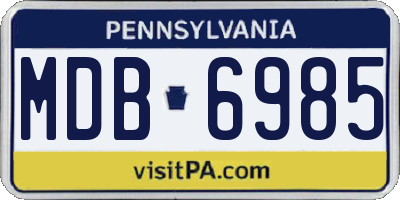 PA license plate MDB6985