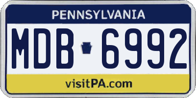 PA license plate MDB6992