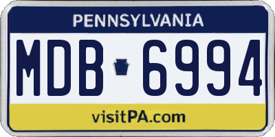 PA license plate MDB6994