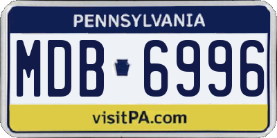 PA license plate MDB6996