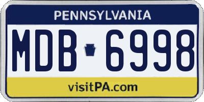 PA license plate MDB6998