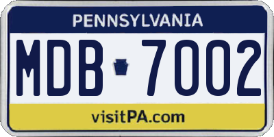 PA license plate MDB7002