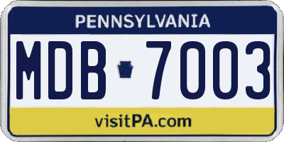 PA license plate MDB7003