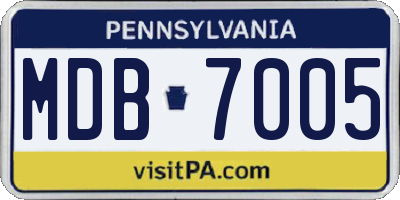 PA license plate MDB7005