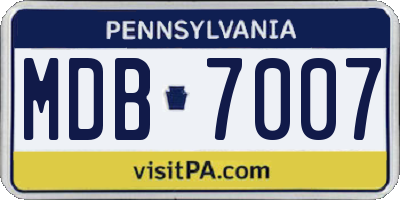 PA license plate MDB7007