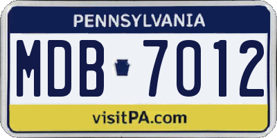 PA license plate MDB7012