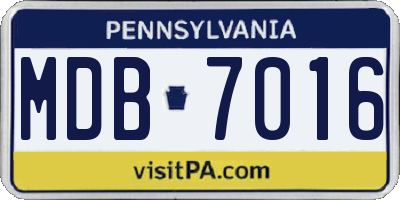 PA license plate MDB7016