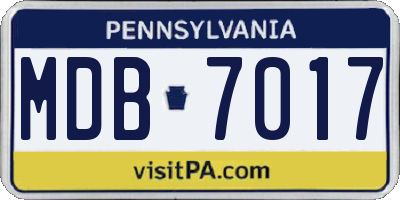 PA license plate MDB7017