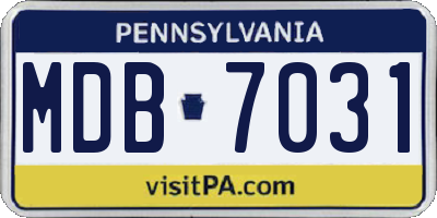 PA license plate MDB7031