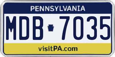 PA license plate MDB7035