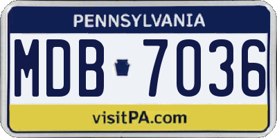 PA license plate MDB7036