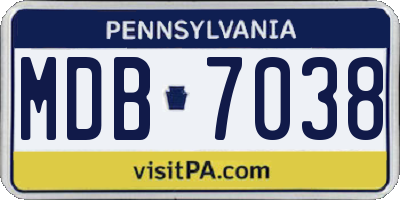 PA license plate MDB7038