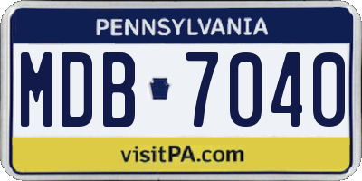 PA license plate MDB7040