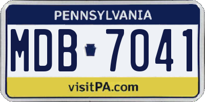 PA license plate MDB7041