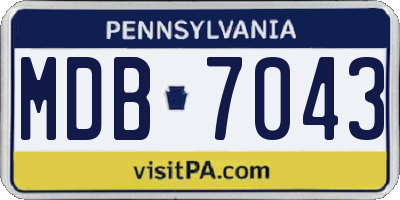 PA license plate MDB7043