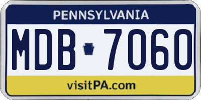 PA license plate MDB7060
