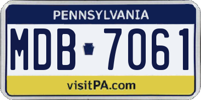 PA license plate MDB7061