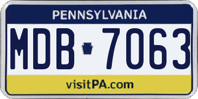 PA license plate MDB7063