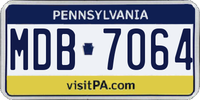 PA license plate MDB7064
