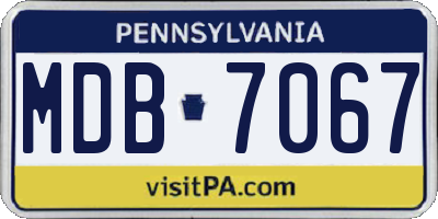 PA license plate MDB7067