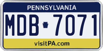 PA license plate MDB7071