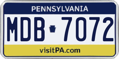 PA license plate MDB7072