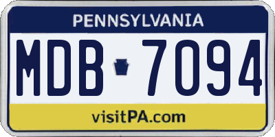 PA license plate MDB7094