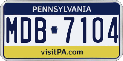 PA license plate MDB7104