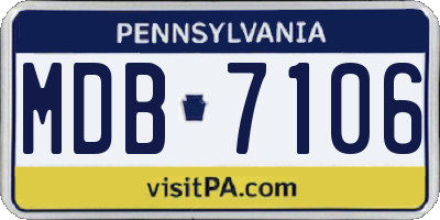 PA license plate MDB7106