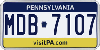 PA license plate MDB7107