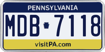 PA license plate MDB7118