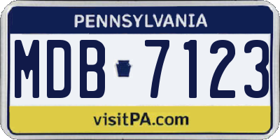 PA license plate MDB7123