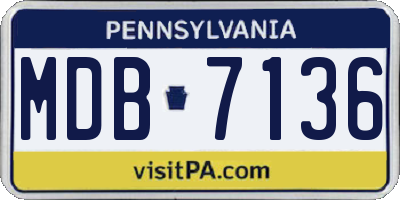 PA license plate MDB7136