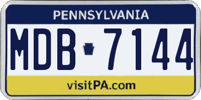 PA license plate MDB7144