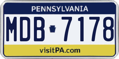 PA license plate MDB7178