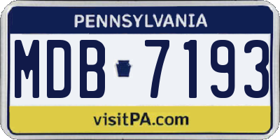 PA license plate MDB7193