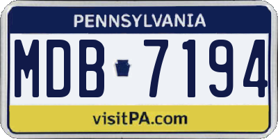 PA license plate MDB7194