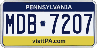 PA license plate MDB7207