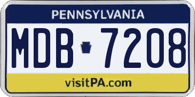 PA license plate MDB7208