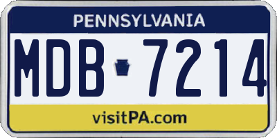 PA license plate MDB7214