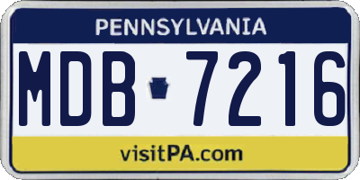 PA license plate MDB7216
