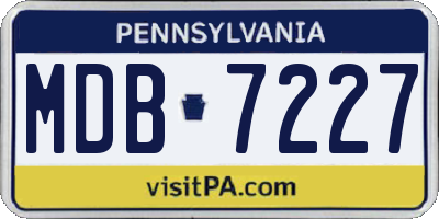 PA license plate MDB7227