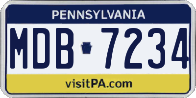 PA license plate MDB7234