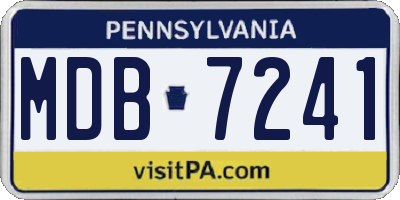 PA license plate MDB7241