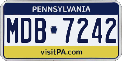 PA license plate MDB7242