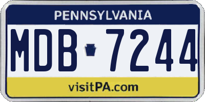PA license plate MDB7244