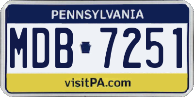PA license plate MDB7251